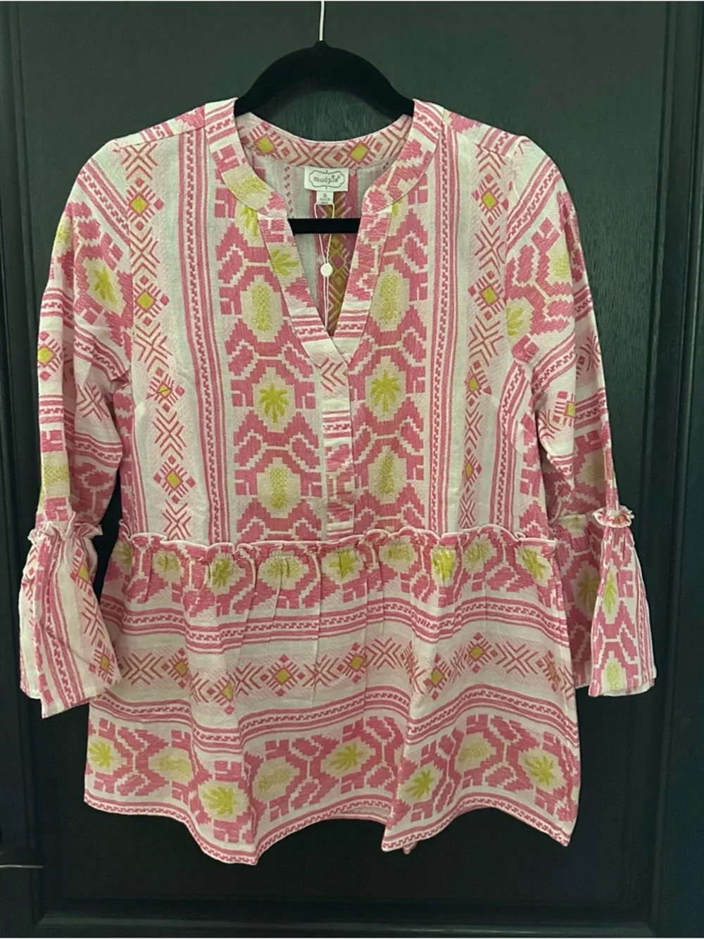 Mud Pie, Jacquard Woven Top, 100% Cotton Sz S NWT